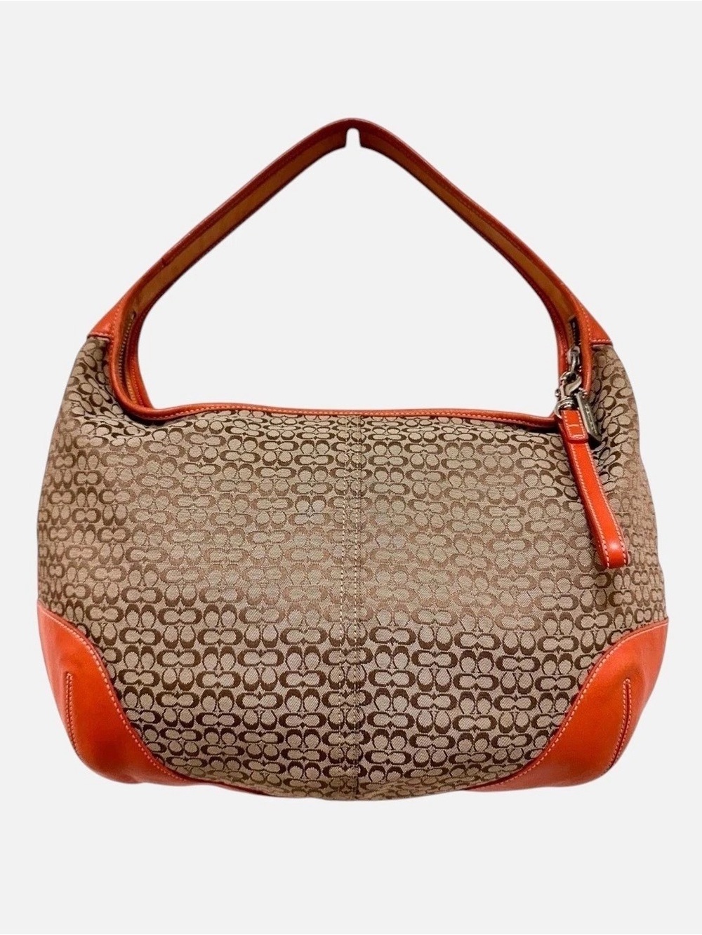 Coach Ergo Large Crescent Hobo Bag Brown Monogram Canvas Orange 6618